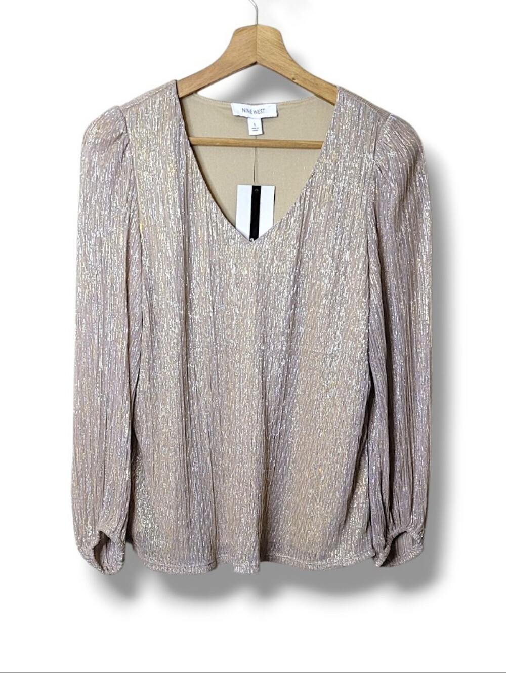 Nine West Gold Metallic Shimmer Blouse • NWT